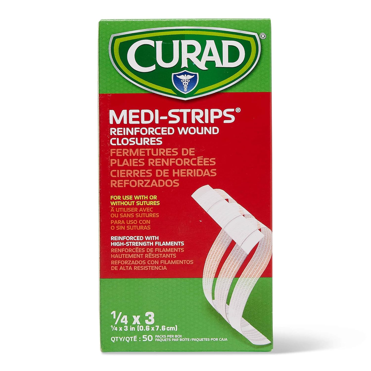 CURAD MEDI-STRIPS CINTAS REFORZADAS PARA HERIDAS 1/4 X 3