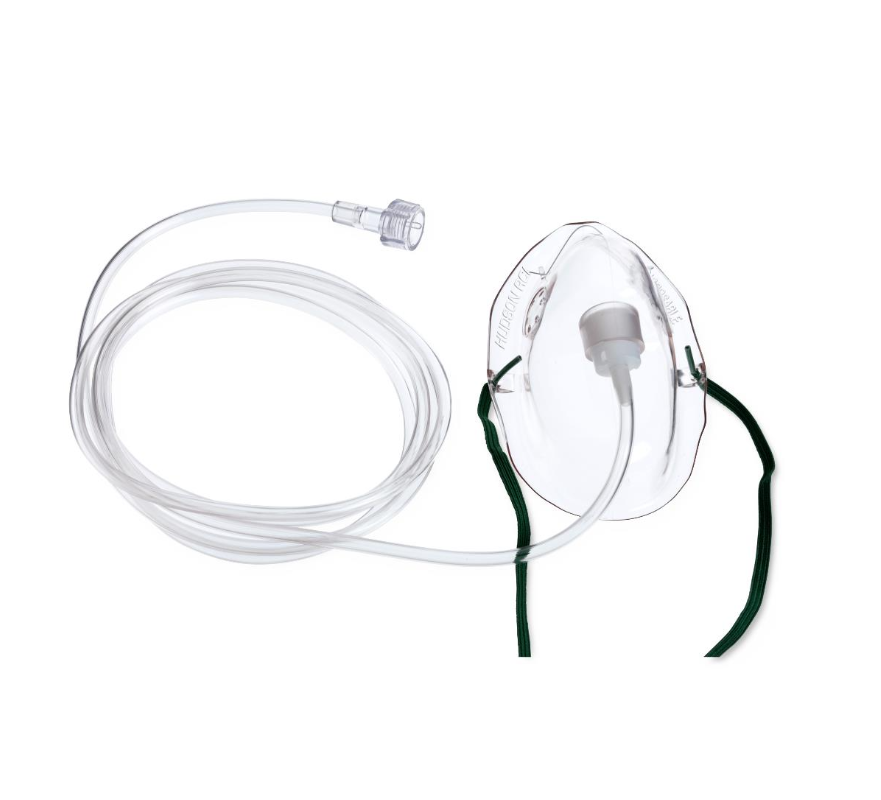 Mascarilla de oxígeno alargada.