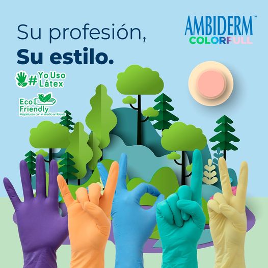 Guante de examen de látex, varios colores.